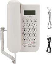 Stacionarusis telefonas su laidiniu rageliu, angliškas namų biuro telefonas, pagalbos skambutis, skaitmeninis laiko patikrinimas, laidiniai telefonai