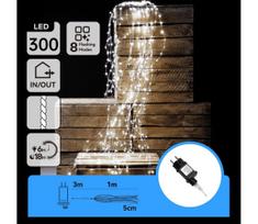 Aigostar - LED lauko kalėdinė girlianda 300xLED/8 funkcijų 4m IP44 šaltai balta
