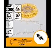 Aigostar - LED Lauko kalėdinė girlianda 2000xLED/8 funkcijos 53m IP44 šiltai balta