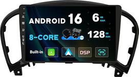 SXAUTO „Android 14“ 6G+128G – IPS automobilių radijas, tinkamas „Nissan Juke“ J15 / YF15 ir „Infiniti ESQ“ (2011–2019) modeliams – „Wireless CarPlay“ / „Android Auto“ / DSP – kamera + mikrofonas – DAB, SWC, AHD, greitas įkėlimas, 360° kamera – 2 DIN, 9 co