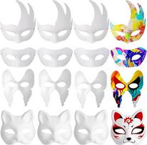 TOYANDONA popierinės kaukės, kurias galima pasigaminti patiems, dažomos kaukės, skirtos vyrams ir moterims, pusveidės kaukės Helovinui, karnavalui, cosplay, maskaradui, šokių vakarėliui, 12 vnt.