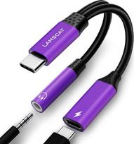 USB-C ausinių adapteris ir įkroviklis, 2-in-1 adapteris iš C tipo jungties į 3,5 mm lizdą, palaiko 60 W PD greitąjį įkrovimą „Samsung“, „Google“, „Huawei“ ir kitų gamintojų įrenginiams (violetinis)