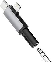 USB-C į 3,5 mm lizdo ausinių adapteris, skirtas „Apple iPhone 17“, „16“, „15“, „14“, „13 Pro Max“ ir „iPad“; suderinamas su „Samsung Galaxy S26“, „S25“, „S24“; adapteris su „Lightning“ DAC, garso išvestimi „Aux“ ir „Type-C“ jungtimi