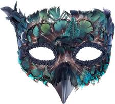 Venecijos kaukė moterims ir vyrams, maskarado kaukė, juoda plunksnų kaukė, varnų kaukė, skirta karnavalui, kostiuminiams vakarėliams, Helovinui ir cosplay kostiumų aksesuaras (žalia)