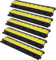 VEVOR 5 vnt. rinkinys: 2 kanalų kabelių apsaugos rampos, pagamintos iš TPU ir TPR, žarnų tilteliai, 91,8 x 25 x 4,3 cm, apsauga nuo pervažavimo, 10 000 kg (vienai ašiai) apkrovos talpa, kabelių rampos su neslystančia danga, idealiai tinka