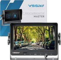 VSG 24 „Reversing Monitor Master“ – 7 colių ekranas, 2 kamerų įėjimai, paleidimo mygtukas, atstumo linijos, tiesioginio skambinimo mygtukai, 12–24 V, atbulinės eigos kameros monitorius automobiliui, kemperiui, parkavimo pagalba, galinio vaizdo kameros kab