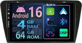 [4+64GB] 10,1 colio „Android 16“ automobilių radijas, skirtas „Škoda Octavia 3“ (2013, 2014, 2015, 2016, 2017, 2018 m. modeliams), su „CarPlay“, belaidžiu ryšiu, GPS navigacija, „Bluetooth“ navigacijos grotuvu