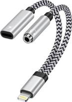 „2 in 1“ „Lightning“ į 3,5 mm ausinių lizdo adapterio palaikymas