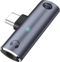 „2-in-1“ USB-C ausinių adapteris – 3,5 mm garso lizdas ir 100 W