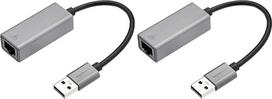 „Amazon Basics“ USB 3.0 į Gigabit Ethernet adapteris su aliumininiu korpusu, 5 cm x 2,11 cm x 1,5 cm, pilkos spalvos (2 vnt. rinkinys)