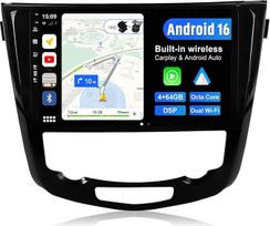 „Android 16“ IPS automobilių radijas, skirtas „Nissan X-Trail“, „Qashqai“ ir „j11 Rouge“ (2014–2018 m.) – 4G + 64G – Įmontuotas DSP / „CarPlay“ / „Android Auto“ – Kamera + mikrofonas – 10,1 colio, 2 DIN – Valdymas nuo vairo, DAB, 360-CAM