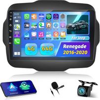 „Android“ automobilių radijas su 2G + 64G atmintimi, skirtas „Jeep Renegade“ (2016–2020 m.), 9 colių jutiklinis ekranas, belaidis „CarPlay“ ir „Android Auto“, GPS, „Wi-Fi“, „Bluetooth“, ekvalaizeris, FM RDS radijas