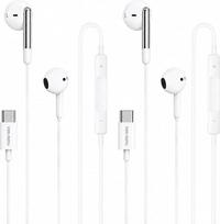 „Apple iPhone 16e“ ausinės, USB-C ausinės, „Type-C“ ausinės su mikrofonu ir garsumo reguliatoriumi, „Hi-Fi“ stereo bosas, laidinės ausinės, skirtos „iPhone 16e“ (2025) (2 vnt. rinkinys)