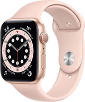 „Apple Watch Series 6“ (GPS, 44 mm) su aliumininiu korpusu auksinės spalvos ir „Pink Sand“ sportiniu dirželiu (atnaujintas)