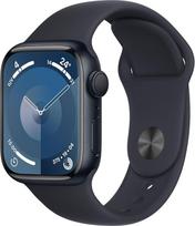 „Apple Watch Series 9“ (GPS, 41 mm) – aliuminio korpusas „Midnight“ su sportiniu dirželiu „Midnight“, S/M (atnaujintas)
