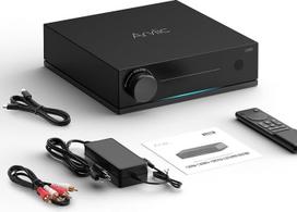 „Arylic LA50“ belaidis srautinio perdavimo stiprintuvas, skirtas namų garso sistemoms, HDMI ARC stereo imtuvas su „AirPlay 2“, „Google Cast“, „Spotify Connect“, „Tidal Connect“, 2 x 50 W D klasės stiprintuvas, žemų dažnių garsiakalbio išėjimas