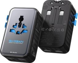 „Aura“ 25 W GaN ultraplonas universalus kelioninis adapteris (vidurnakčio juodos spalvos)