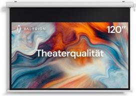 „AWOL Valerion“ 120 colių projekcijos ekranas su varikliu, įmontuotu akumuliatoriumi, vandeniui atsparus nuleidžiamas ekranas, skirtas naudoti lauke, 4K/8K Ultra HD, 1,1 stiprinimo koeficientas, aliuminio rėmas