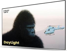 „AWOL VISION“ ekrano projektorius, 120 colių, skirtas naudoti ryškioje dienos šviesoje, 85 % aplinkos šviesos atspindintis (ALR) Fresnelio projekcijos ekranas, skirtas artimo atstumo 4K projektoriams, fiksuotas rėmas, aktyvusis 3D, HDR – D120