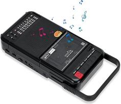 „Boombox“ nešiojamasis kasetinis grotuvas, nešiojamasis retro stiliaus kasetinis grotuvas, palaiko SD/MMC/USB/kasetės atkūrimą, AM/FM/SW dažnių radijas, „Hi-Fi“ garso kokybė, įmontuotas garsiakalbis (juodos spalvos)