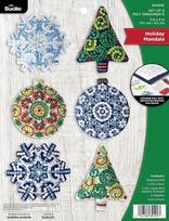 „Bucilla“ veltinių papuošalų aplikacijų rinkinys, 6 vnt., „Holiday Mandala“ 89499E