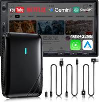 „CarPlay AI Box“, belaidis „CarPlay“ adapteris su „Netflix“, „YouTube“ ir 4GB + 32GB TF kortele – „AI Box“ „Android“ automobilinis vaizdo adapteris, skirtas tik OEM kabeliams CP/AA, 4G, dvigubas „WLAN“ ir „BT“, „DriveChat“ AI balso valdymas, „Plug & Pla
