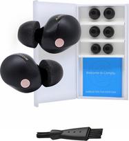 „Comply TrueGrip Premium“ atminties putų ausų kamštukai, skirti visiems „Sony TrueWireless“ ausų kamštukams, dideli, juodi, 3 poros – puiki triukšmo izoliacija, didesnis komfortas, patikimas tvirtinimas su