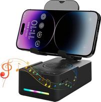 „CYBORIS“ sulankstomas telefono laikiklis su belaidžiu „Bluetooth“ garsiakalbiu, RGB LED apšvietimu, HD erdvinio garso sistema, suderinamas su telefonais ir planšetėmis