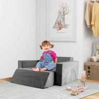 Vaikų modulinė žaidimų sofa, 105.4x100.3x48.3 cm, pilka ir rožinė