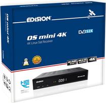 „Edision OS Mini 4K S2X“ – „Linux E2“ palydovinis imtuvas, palaikantis H.265/HEVC (1x DVB-S2X, daugiakanalis, aklas skenavimas, 4K 2160p, 2 USB jungtys, HDMI, LAN, 2-in-1 nuotolinio valdymo pultas, kortelių skaitytuvas) [Iš anksto suprogramuotas „Astra Ho