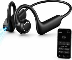 „GenXenon“ kaulų laidumo ausinės su kamera, „Bluetooth 5.3“, 1080P HD, galingais baisais, 8GB atminties, IP54, 10 valandų baterijos veikimo trukme, atviros ausies „Bluetooth“ sportinės ausinės, skirtos fitnesui, žygiams ir kelionėms