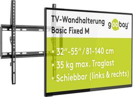 „goobay“ TV sieninis laikiklis 32–55 colių, tvirtas, itin plonas (20,5 mm), VESA 400x400, iki 35 kg – „Basic Fixed M“ – 49730