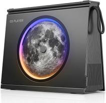 „Gueray“ nešiojamasis CD grotuvas su apšvietimu, „Bluetooth 5.3“ CD grotuvas su nuotolinio valdymo pultu, „HiFi“ garsiakalbis, 4000 mAh baterija, knygų lentynos dizainas, baterijos įkrovos rodiklis, namų dekoracija, dovanos moterims ir vyrams (juodos spal