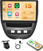 „Hikity“ „Android 15“ 4+128G automobilių radijas, skirtas „Toyota Aygo“/„Peugeot 107“/„Citroën C1“ (2004–2014 m.) su 10,1 colio „Incell“ jutikliniu ekranu, automobilinis radijas 2DIN su belaidžiu „CarPlay“, „Android Auto“, FM/RDS radiju, „Bluetooth“, GPS