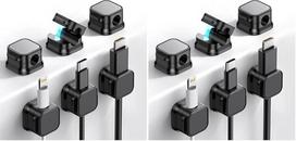 „HoneyHolly“ laidų laikiklis, 6 vnt. laidų tvarkymo rinkinys, lipnios laidų spaustelės, magnetinis laidų tvarkytuvas, skirtas stalui, naktiniam staliukui, USB, HDMI ir garso laidams (2 vnt. rinkinys)