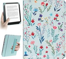 „HoYiXi“ universalus dėklas, skirtas 6 colių „Pocketbook“/„Tolino“/„Sony“ elektroninių knygų skaitytuvams, suderinamas su 6 colių „Kindle Paperwhite“/„Kobo Clara HD“ 6 colių dėklu, apsauginis dėklas su elastinga virvele, mėlynos gėlės