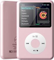 „Innioasis Y1“ MP3 grotuvas – „Timeless Class“: 128GB, „Bluetooth“, vaizdo grotuvas, garso knygos, FM radijas ir valdymas jutikliniu ratuku (rožinis)