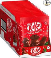 „KitKat“ „Nestlé KitKat Festive Friends“ šokoladų rinkinys, mažos Kalėdų figūrėlės iš pieno šokolado su traškiais gabalėliais, 15 vnt. pakuotė (15 x 65 g)