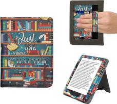 „kwmobile“ atverčiamas dėklas, suderinamas su „Kobo Clara BW“ / „Clara Colour“ / „Tolino Shine (5)“ / „Shine Colour“ – dėklas su rankos dirželiu, bibliotekos motyvu, įvairiaspalvis