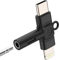 „Lightning“ į 3,5 mm ausinių lizdą adapteris su USB-C, garso ir AUX jungtimis, skirtas „iPhone 17“, „16“, „15“, „14“ ir „Pro Max“ modeliams bei „Apple“ įrenginiams; suderinamas su „Samsung S25“; adapteris, ausinių laidas, jungtis, konverteris