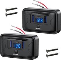 „Linkstyle“ USB automobilinė įkrovimo lizdo plokštė su dviem 18 W USB-A ir 36 W PD tipo C greitojo įkrovimo lizdais, voltmetru ir jungikliu, skirta automobiliams ir laivams, 2 vnt. rinkinys