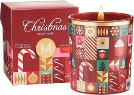 „M&SENSE“ obuolių ir kokoso aromato „Candy Canes“ žvakės stikliniuose indeliuose Kalėdoms, 280 g, degimo trukmė – 55 valandos. Kalėdinės žvakės su medvilniniu dagčiu, pagamintos iš ekologiško, netoksiško natūralaus sojų vaško, skirtos SPA ir jogai