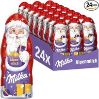„Milka“ „Alpine“ pieno šokoladas „Kalėdų Senelis“, 45 g (24 vnt. pakuotė)