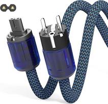 „Monosaudio D525“ aukščiausios klasės Hi-Fi maitinimo kabelis, 12 AWG, „Figure 8“ audiofilinis maitinimo kabelis, 1,5 m, su OFC ekranu, C7 IEC kabelis su ES „Schuko“ kištuku, skirtas DVD grotuvui, stiprintuvui, dekoderiui, žemų dažnių garsiakalbiui ir AMP