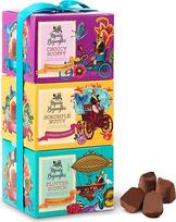 „Monty Bojangles“ šokoladinių triufelių rinkinys su kakava, supakuotas į dovanų bokštelį (3 x 100 g), 3 skirtingi šokolado skoniai, apdovanojimus pelnę šokoladai