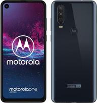 „Motorola One Action“ pilkos spalvos, 6,3 colio „Cinema Vision“ (21:9) ekranas, trijų kamerų sistema, Jungtinėje Karalystėje parduodamas SIM-free išmanusis telefonas su 4GB RAM ir 128GB atminties, viena SIM kortelė, džinsinio mėlynos spalvos (atnaujinta
