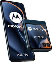 „Motorola Razr 60“ 8 256GB atrakinamas išmanusis telefonas, vidinė 6,9 colių / išorinė 3,6 colių kamera 50 MP su AI, baterija 4500 mAh, spalva „Gibraltar Sea“ (tamsiai mėlyna), komplekte – apsauginis dėklas ir USB-C laidas