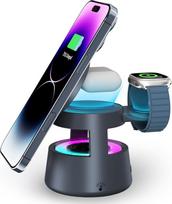 „NEUTYPECHIC“ „Bluetooth“ garsiakalbis su indukciniu įkrovikliu, 5-in-1 stalo lempos laikiklis, 65° kampu pakreipiamas naktinis šviestuvas