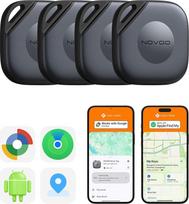 „NOVOO Air Tag Pro“ išmaniųjų žymių sekimo rinkinys, skirtas „Android“ ir „iOS“ įrenginiams, dviejų sistemų raktų ieškiklis, suderinamas su „Google Find My Device“ arba „Apple Where“, išmanioji žymė bagažui ar lagaminui, 4 vnt. rinkinys