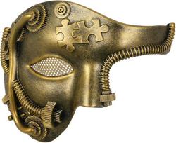„OIDEA“ steampunk stiliaus kaukė vyrams su mechaniniais elementais, puskaukė Helovinui